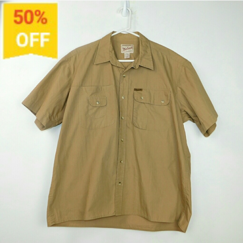 Woolrich Short Sleeve Safari Shirt Button Tan XL